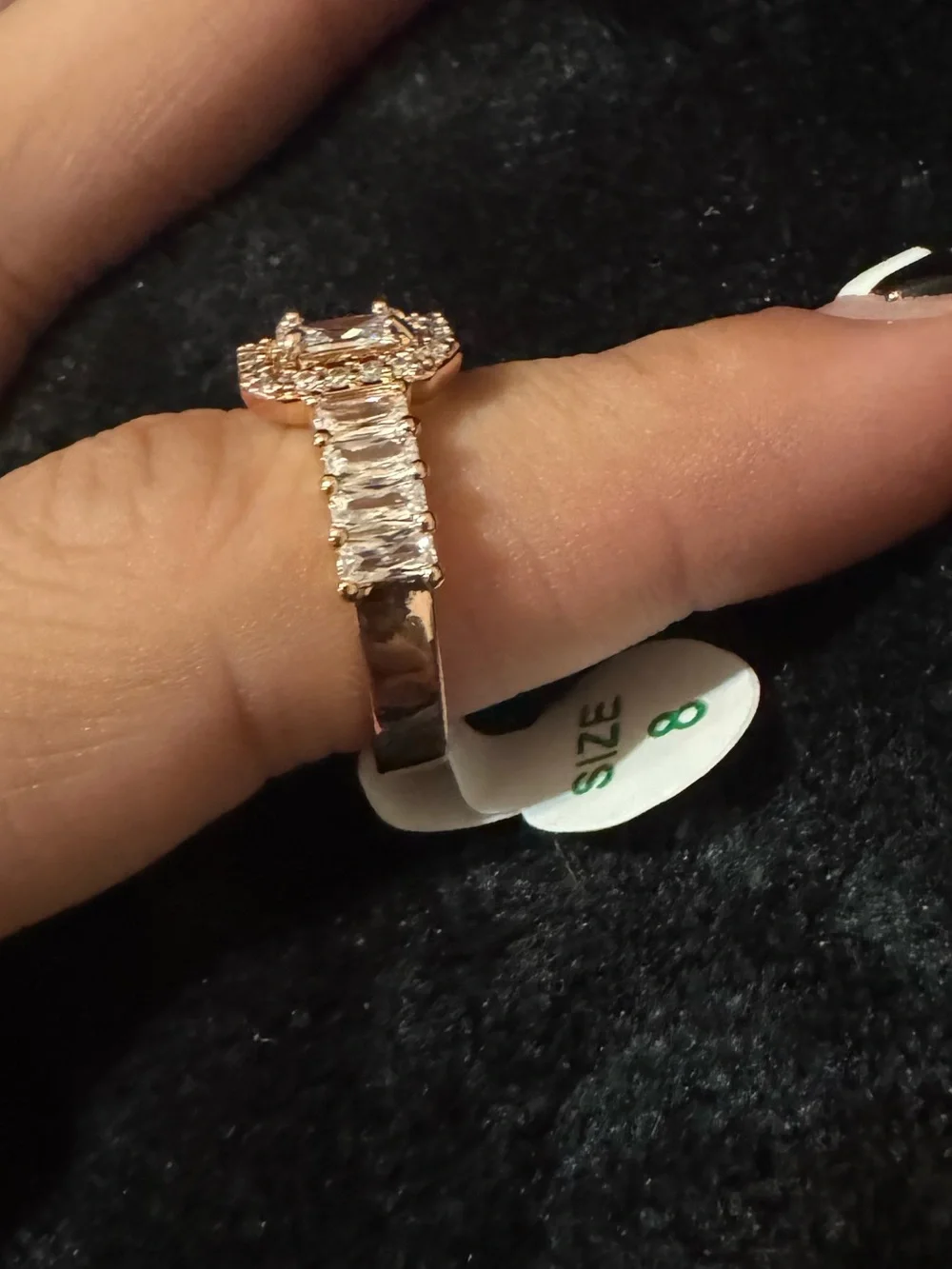 Rose Gold Cubic Zirconia Halo Engagement Ring - Women Jewelry